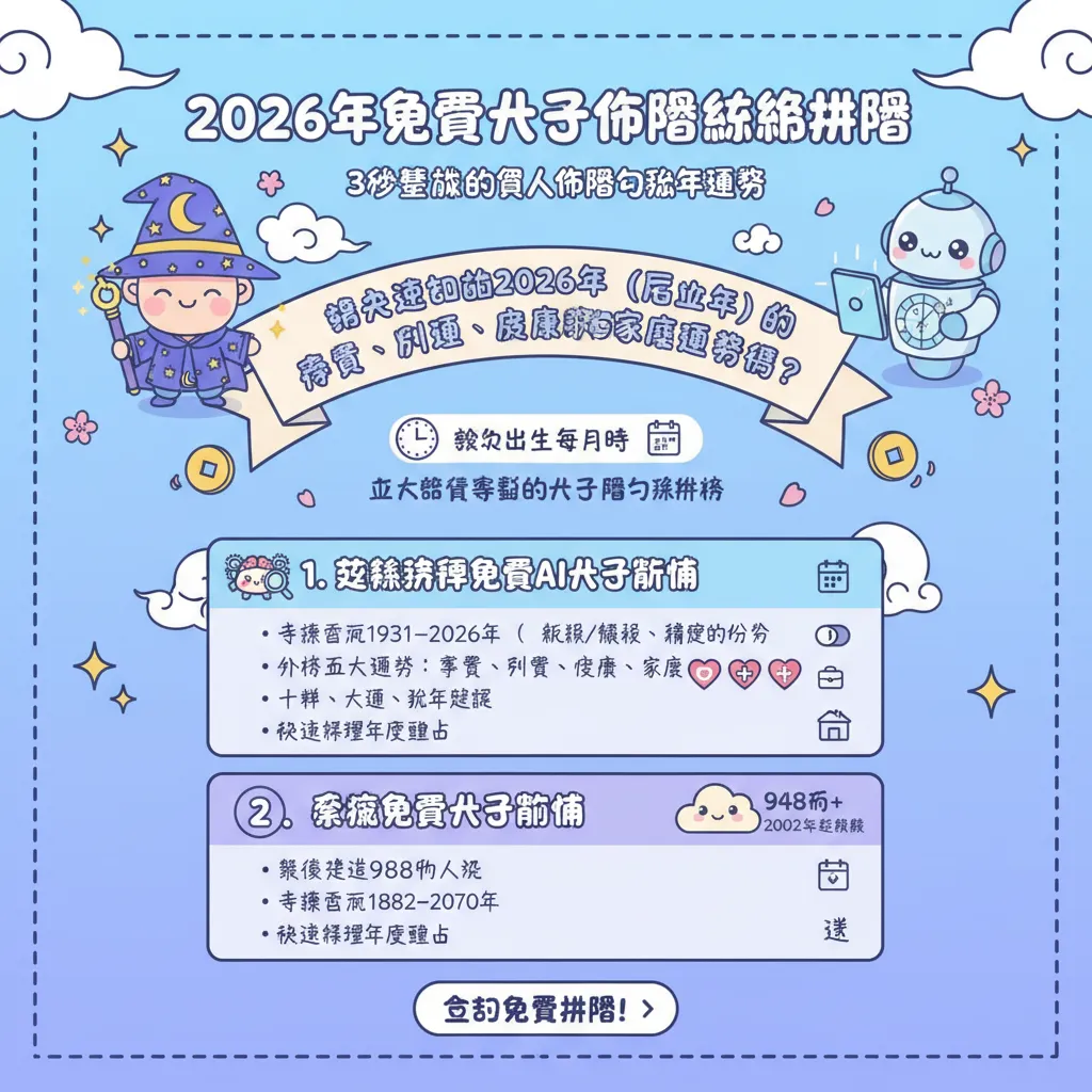 2026年免費八字命盤線上排盤：3秒生成你的個人命盤與流年運勢